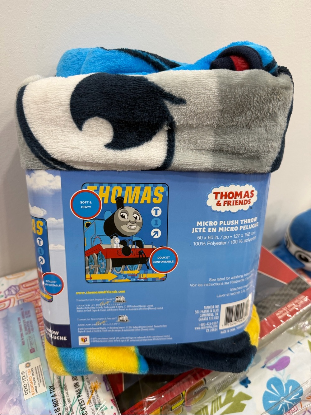 Thomas & Friends Blue Gray Yellow Micro Plush Throw Blanket